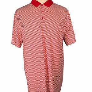 Nike Golf Dri-Fit Red & White Striped Men's Polo Shirt XL Extra Large